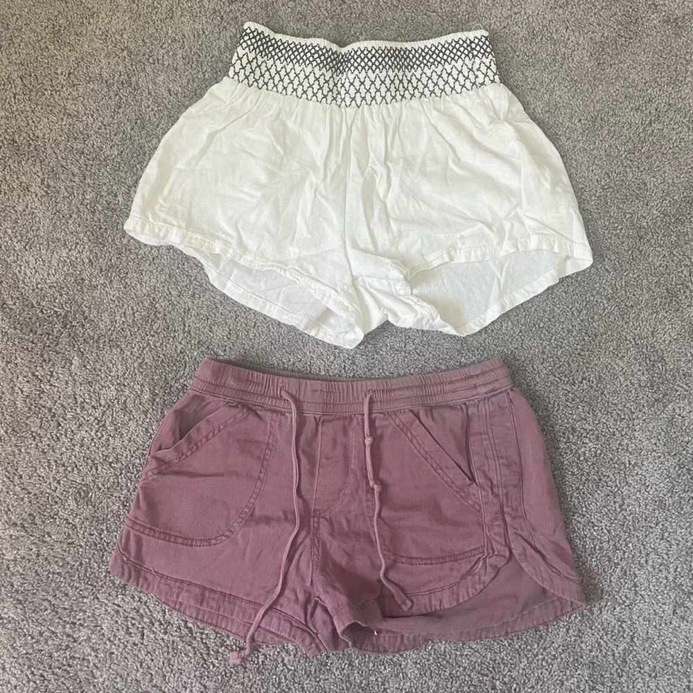 Women's White and Purple Shorts Set
